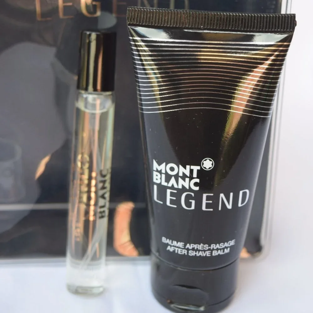 Montblanc Legend EDT Set-Clear Pouch,Travel Spray 7.5ml&After Shave 50ml-2pc-NEW